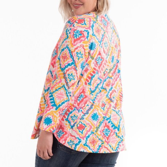 FRESH PRODUCE Marrakesh Catalina Top 3/4 Sleeve Cotton tunic NWT - Picture 3 of 4